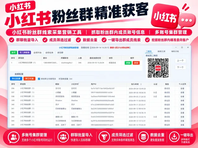 小红书粉丝群精准获客|粉丝群成员采集|多账户|代理IP商品图